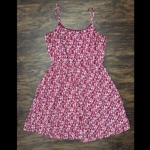 LOFT Clover Print Pink Chiffon Cami Dress